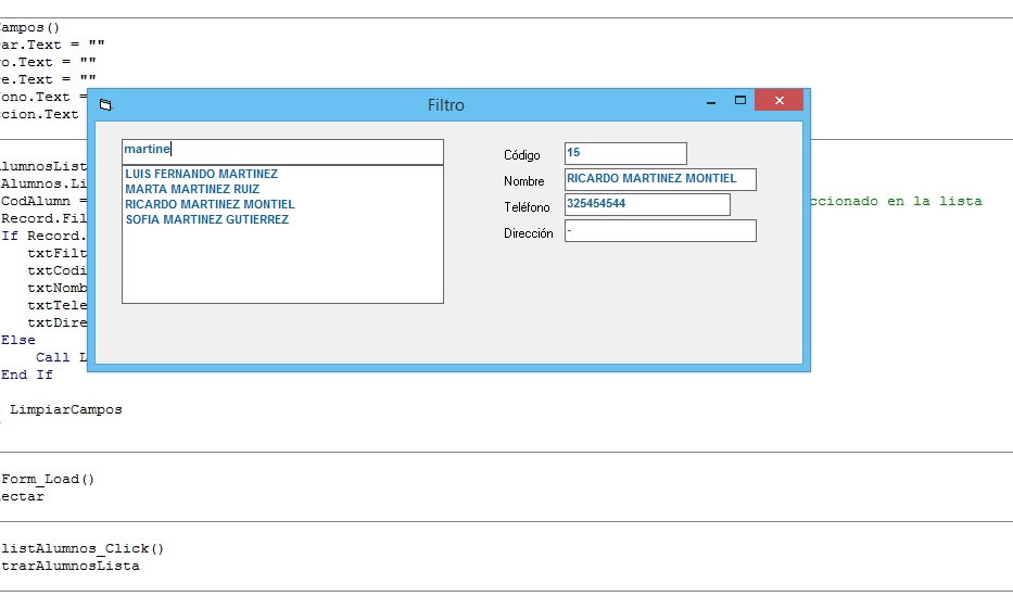 Lisbox usando un control TextBox y un List